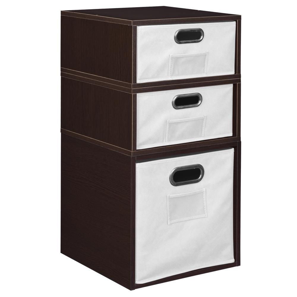Niche Cubo Storage Set- 1 Full Cube/2 Half Cubes with Foldable Storage Bins- Truffle/White. Picture 1