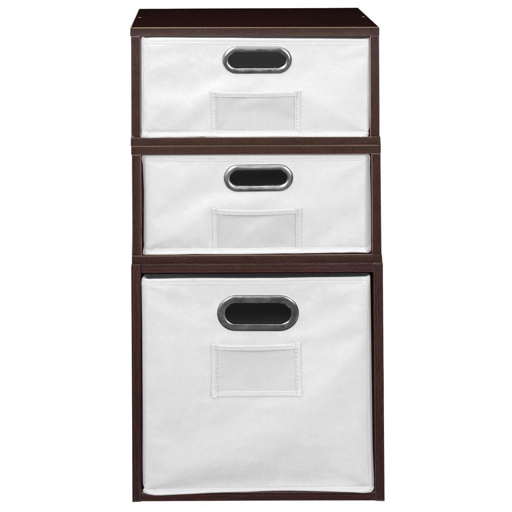 Niche Cubo Storage Set- 1 Full Cube/2 Half Cubes with Foldable Storage Bins- Truffle/White. Picture 2