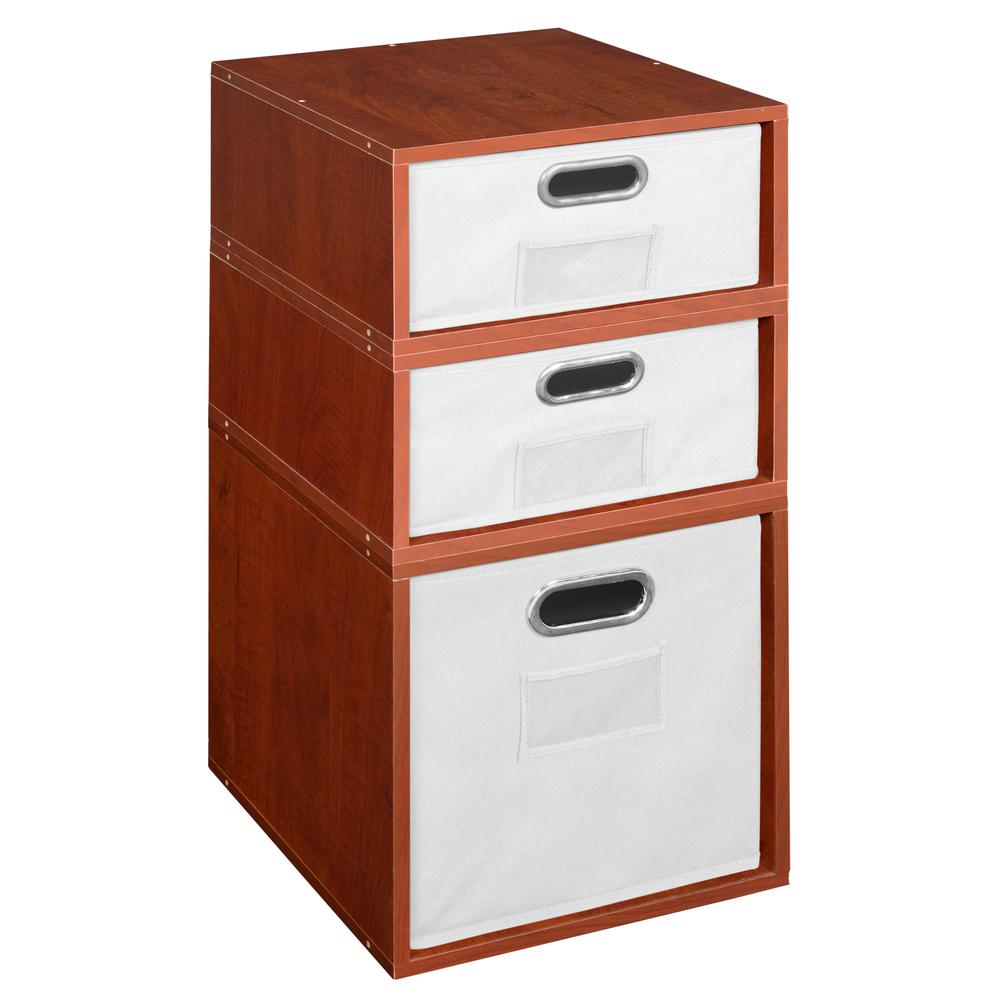 Niche Cubo Storage Set- 1 Full Cube/2 Half Cubes with Foldable Storage Bins- Cherry/White. Picture 1