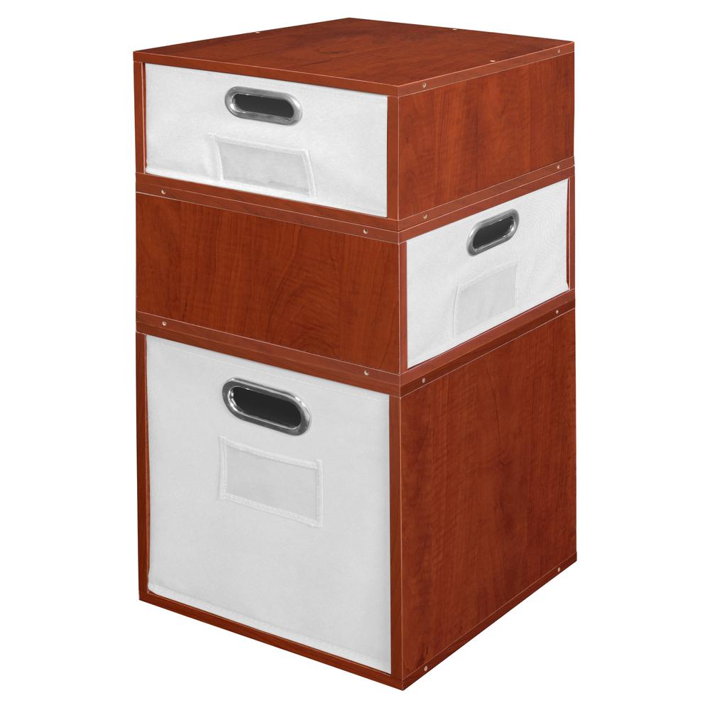 Niche Cubo Storage Set- 1 Full Cube/2 Half Cubes with Foldable Storage Bins- Cherry/White. Picture 3