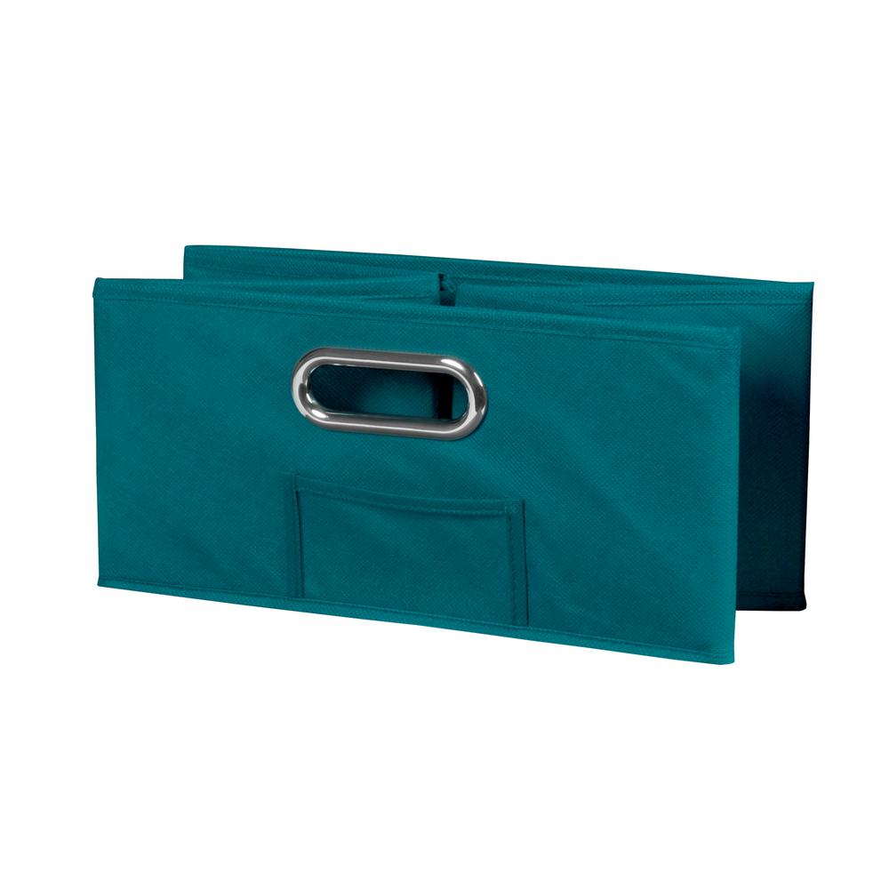 Niche Cubo Storage Set- 1 Full Cube/2 Half Cubes with Foldable Storage Bins- White Wood Grain/Teal. Picture 6