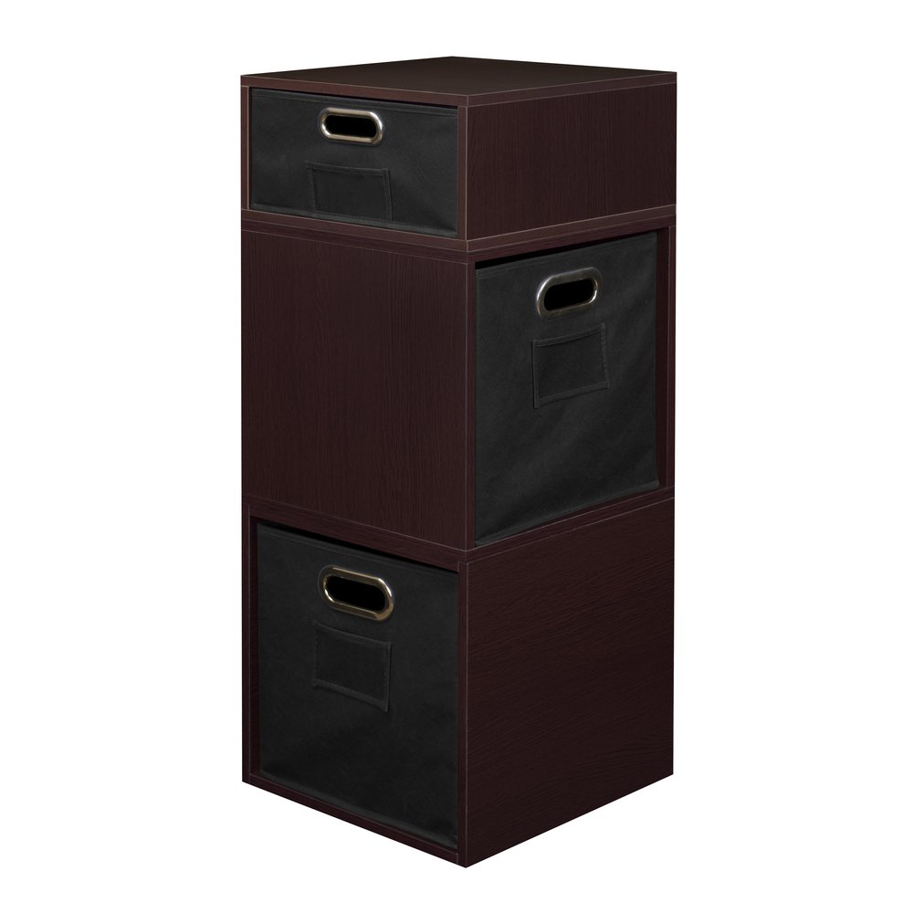 Niche Cubo Storage Set- 2 Full Cubes/1 Half Cube with Foldable Storage Bins- Truffle/Black. Picture 3