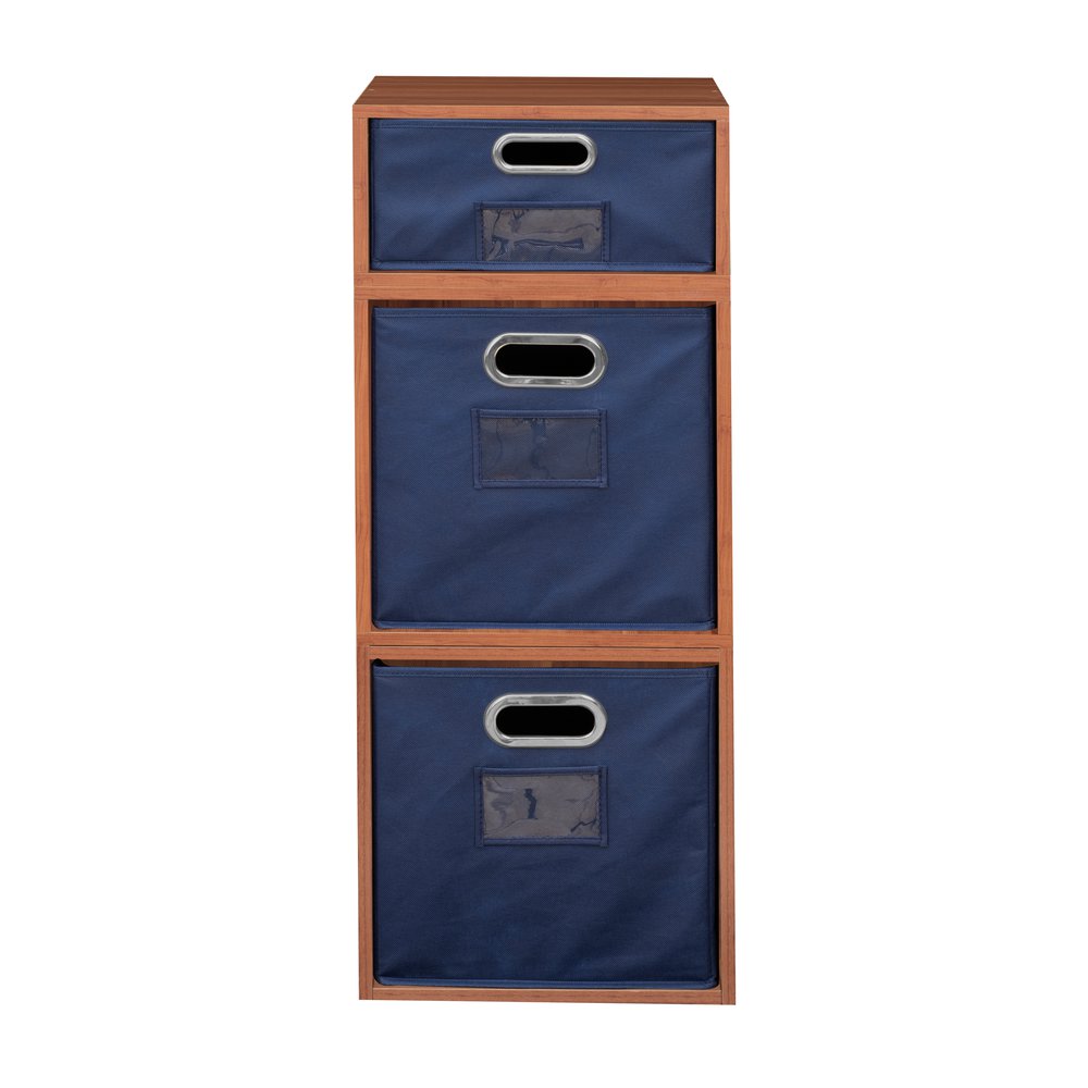 Niche Cubo Storage Set- 2 Full Cubes/1 Half Cube with Foldable Storage Bins- Warm Cherry/Blue. Picture 2