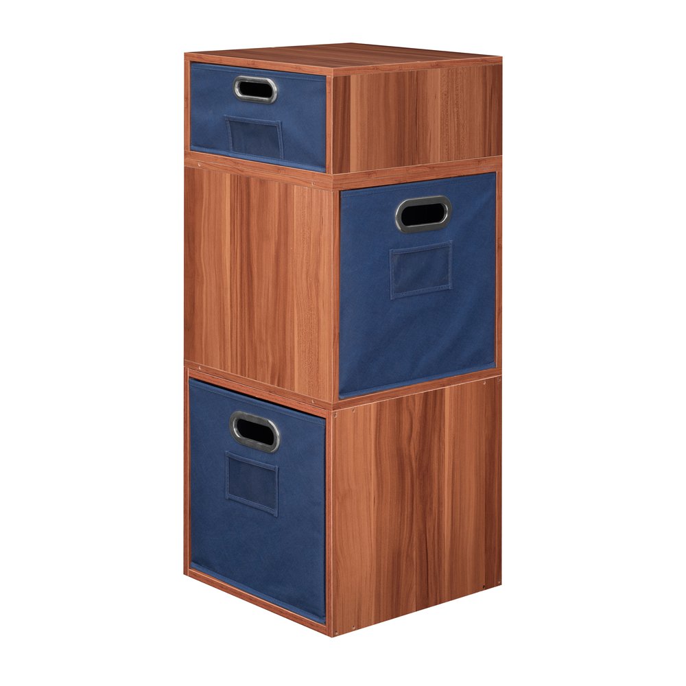 Niche Cubo Storage Set- 2 Full Cubes/1 Half Cube with Foldable Storage Bins- Warm Cherry/Blue. Picture 3
