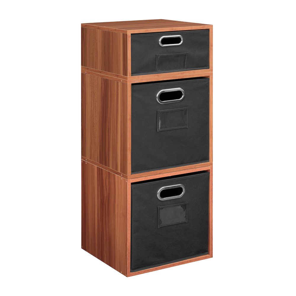 Niche Cubo Storage Set- 2 Full Cubes/1 Half Cube with Foldable Storage Bins- Warm Cherry/Black. The main picture.
