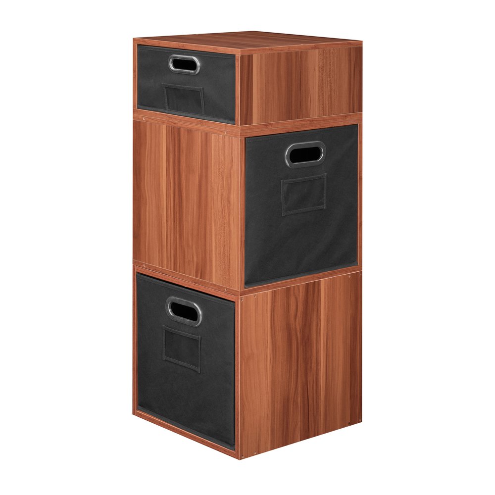 Niche Cubo Storage Set- 2 Full Cubes/1 Half Cube with Foldable Storage Bins- Warm Cherry/Black. Picture 3