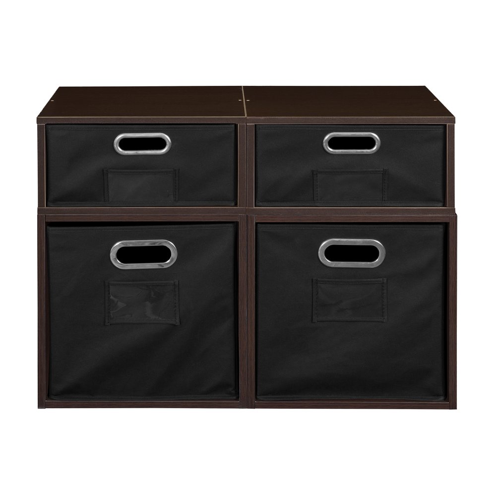 Niche Cubo Storage Set- 2 Full Cubes/2 Half Cubes with Foldable Storage Bins- Truffle/Black. Picture 2