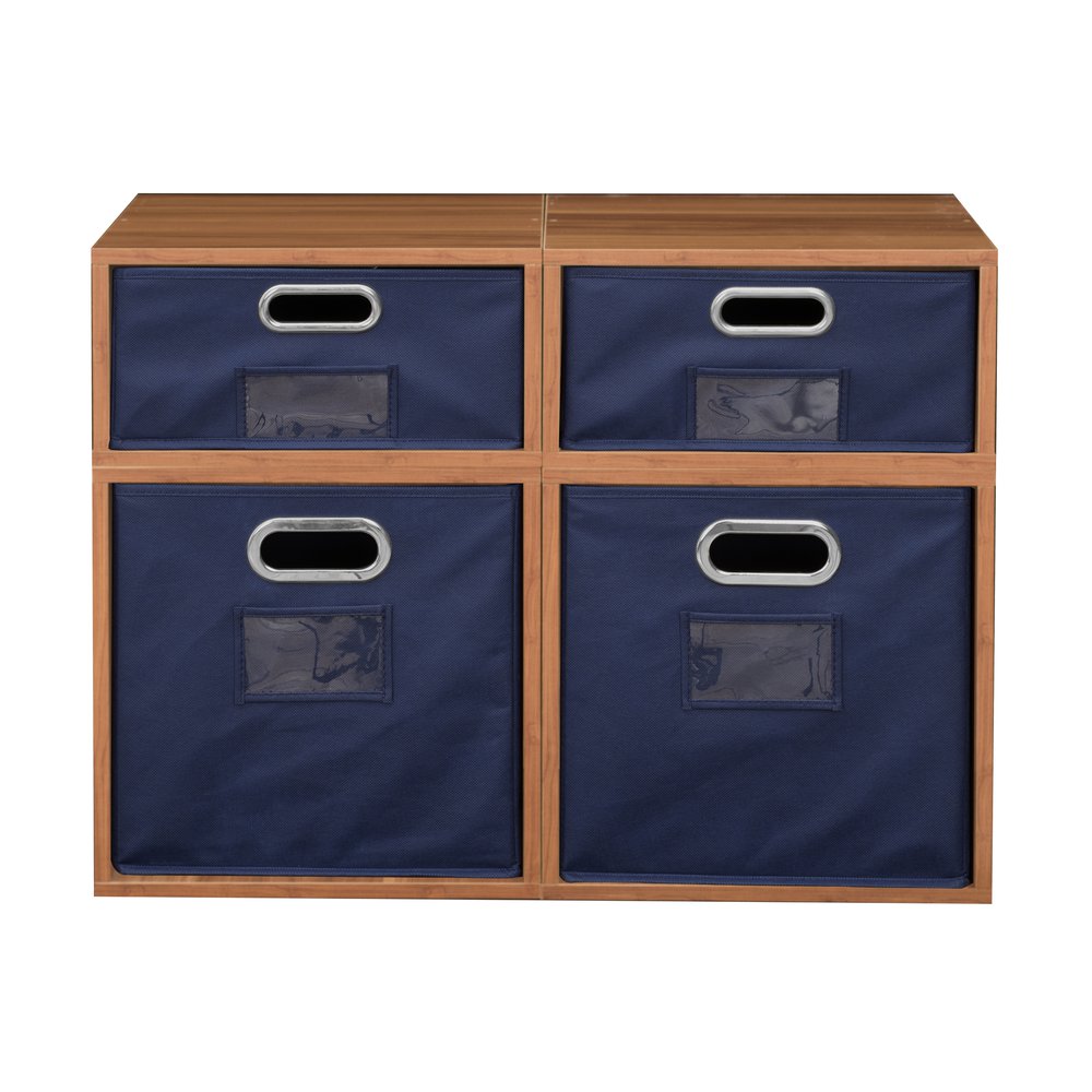 Niche Cubo Storage Set- 2 Full Cubes/2 Half Cubes with Foldable Storage Bins- Warm Cherry/Blue. Picture 2