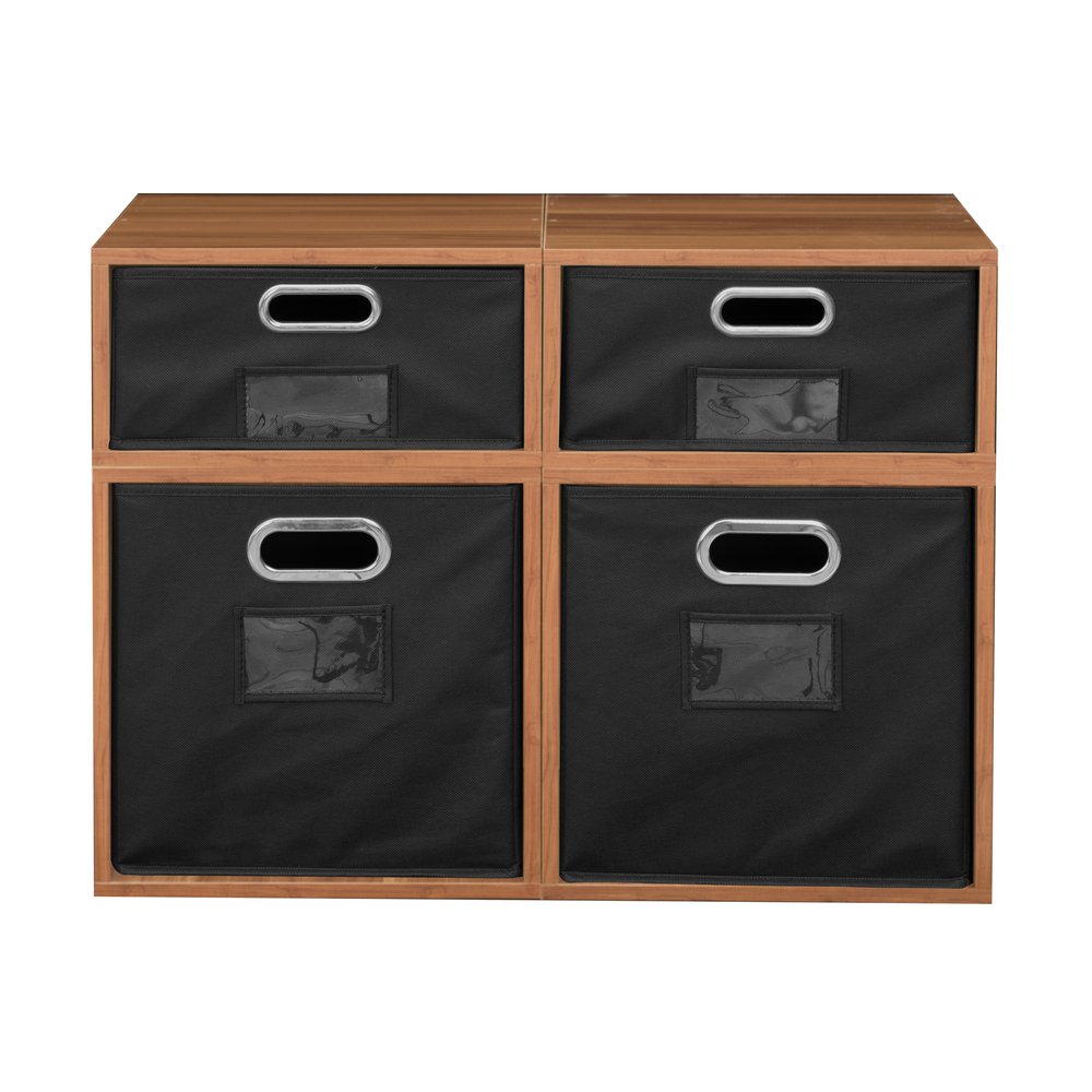 Niche Cubo Storage Set- 2 Full Cubes/2 Half Cubes with Foldable Storage Bins- Warm Cherry/Black. Picture 2