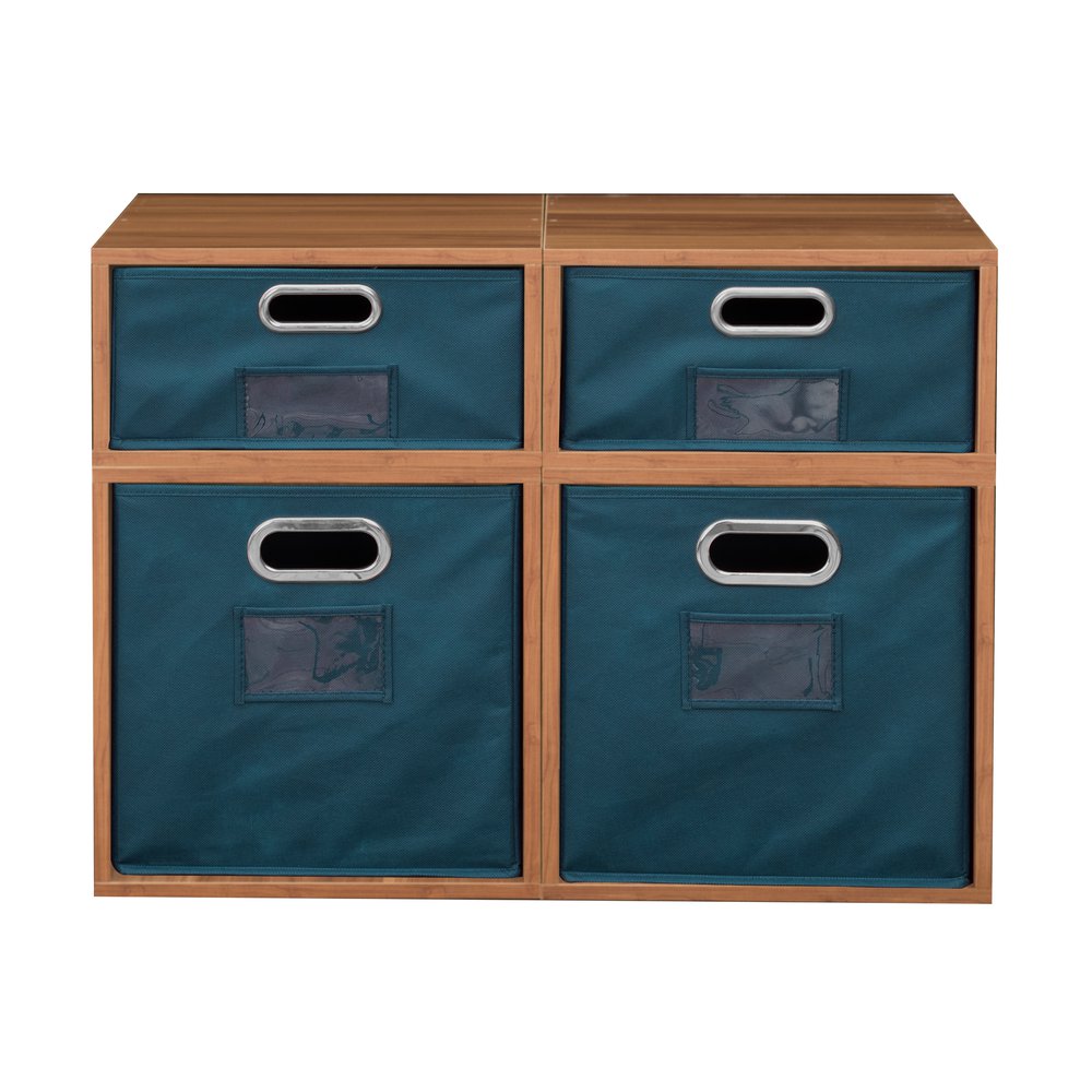 Niche Cubo Storage Set- 2 Full Cubes/2 Half Cubes with Foldable Storage Bins- Warm Cherry/Teal. Picture 2