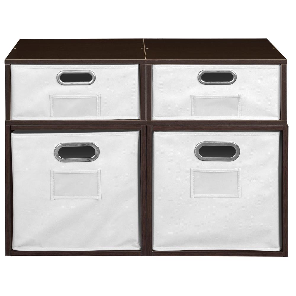 Niche Cubo Storage Set- 2 Full Cubes/2 Half Cubes with Foldable Storage Bins- Truffle/White. Picture 3
