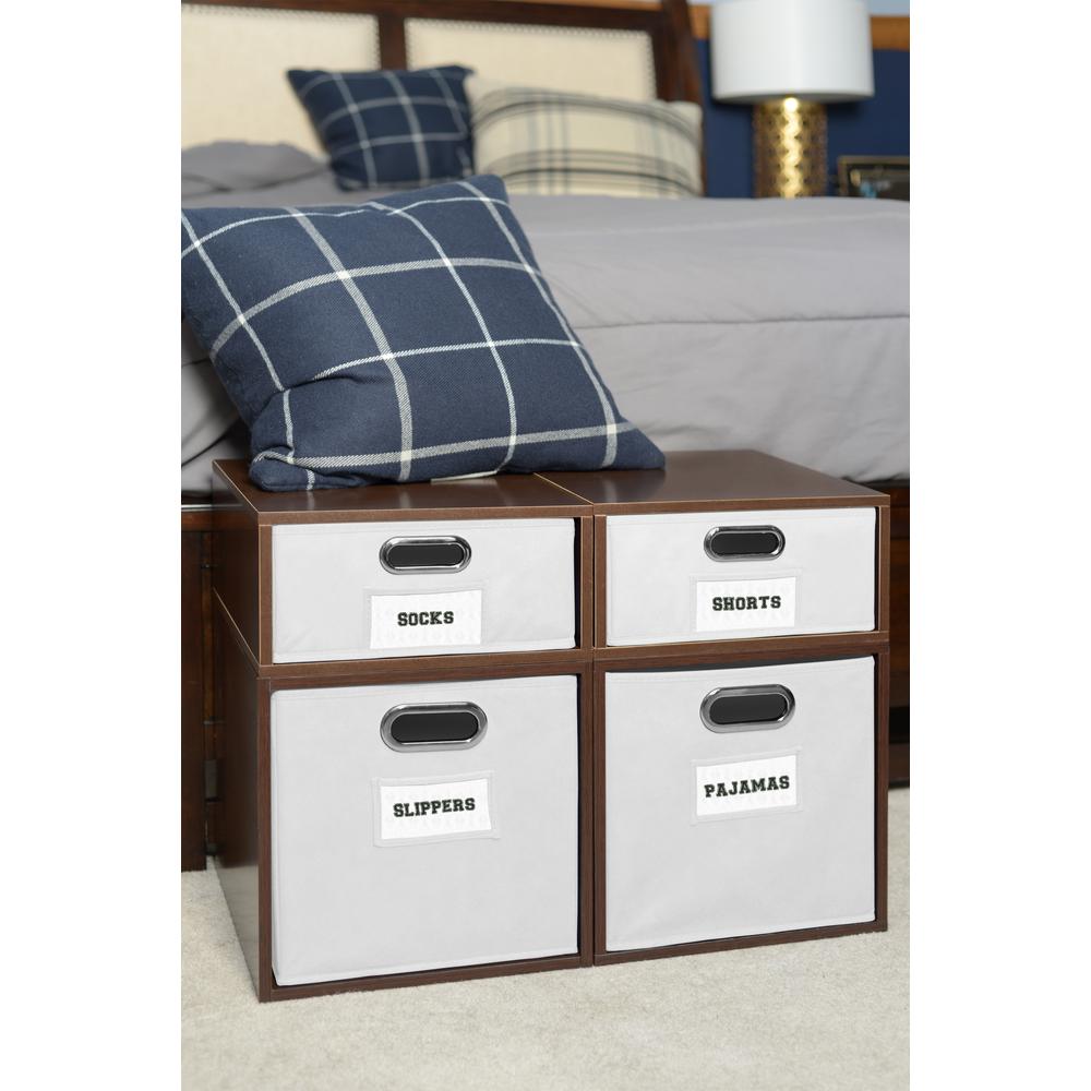Niche Cubo Storage Set- 2 Full Cubes/2 Half Cubes with Foldable Storage Bins- Truffle/White. Picture 2