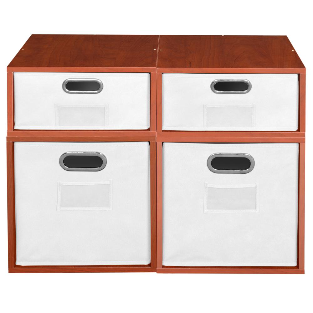Niche Cubo Storage Set- 2 Full Cubes/2 Half Cubes with Foldable Storage Bins- Cherry/White. Picture 2