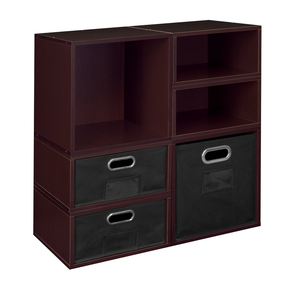 Niche Cubo Storage Set- 2 Full Cubes/4 Half Cubes with Foldable Storage Bins- Truffle/Black. Picture 1
