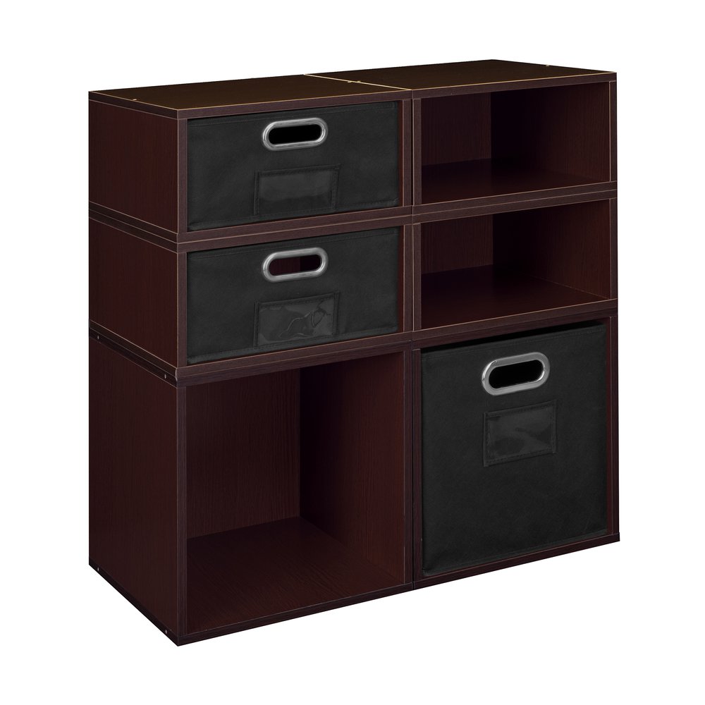 Niche Cubo Storage Set- 2 Full Cubes/4 Half Cubes with Foldable Storage Bins- Truffle/Black. Picture 2