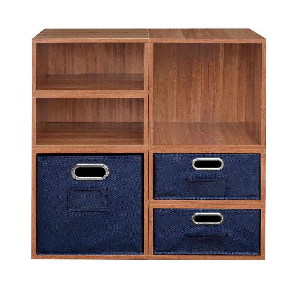 Niche Cubo Storage Set- 2 Full Cubes/4 Half Cubes with Foldable Storage Bins- Warm Cherry/Blue. Picture 2