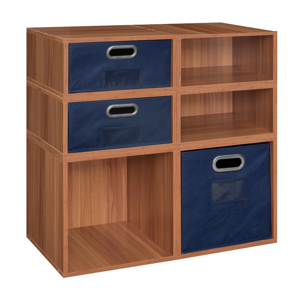 Niche Cubo Storage Set- 2 Full Cubes/4 Half Cubes with Foldable Storage Bins- Warm Cherry/Blue. Picture 4