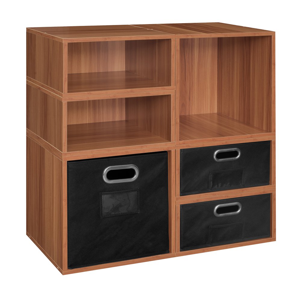 Niche Cubo Storage Set- 2 Full Cubes/4 Half Cubes with Foldable Storage Bins- Warm Cherry/Black. Picture 1