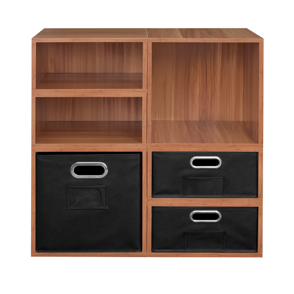 Niche Cubo Storage Set- 2 Full Cubes/4 Half Cubes with Foldable Storage Bins- Warm Cherry/Black. Picture 2