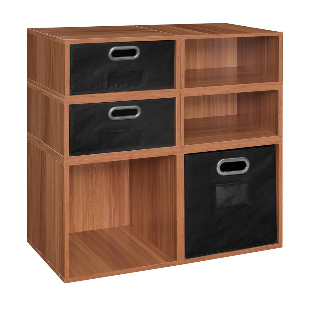 Niche Cubo Storage Set- 2 Full Cubes/4 Half Cubes with Foldable Storage Bins- Warm Cherry/Black. Picture 4