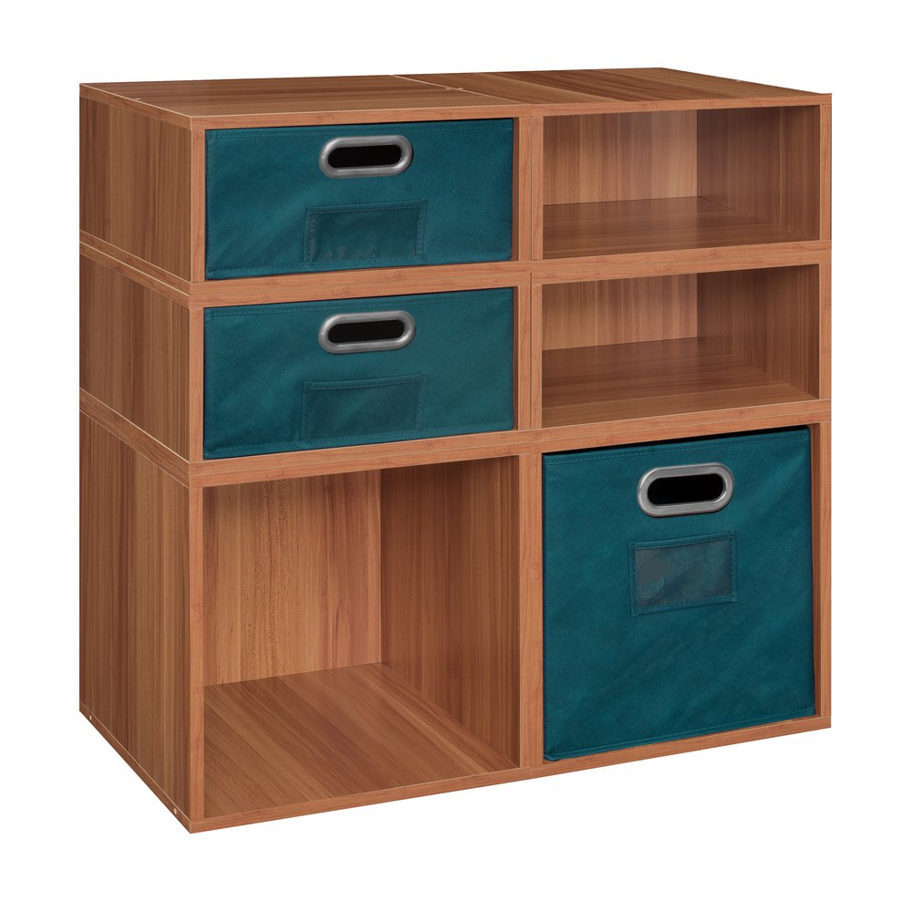Niche Cubo Storage Set- 2 Full Cubes/4 Half Cubes with Foldable Storage Bins- Warm Cherry/Teal. Picture 4