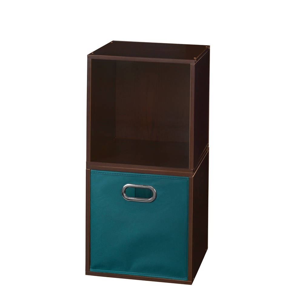 Cubo Storage Set - 2 Cubes and 1 Canvas Bin- Truffle/Teal. Picture 1