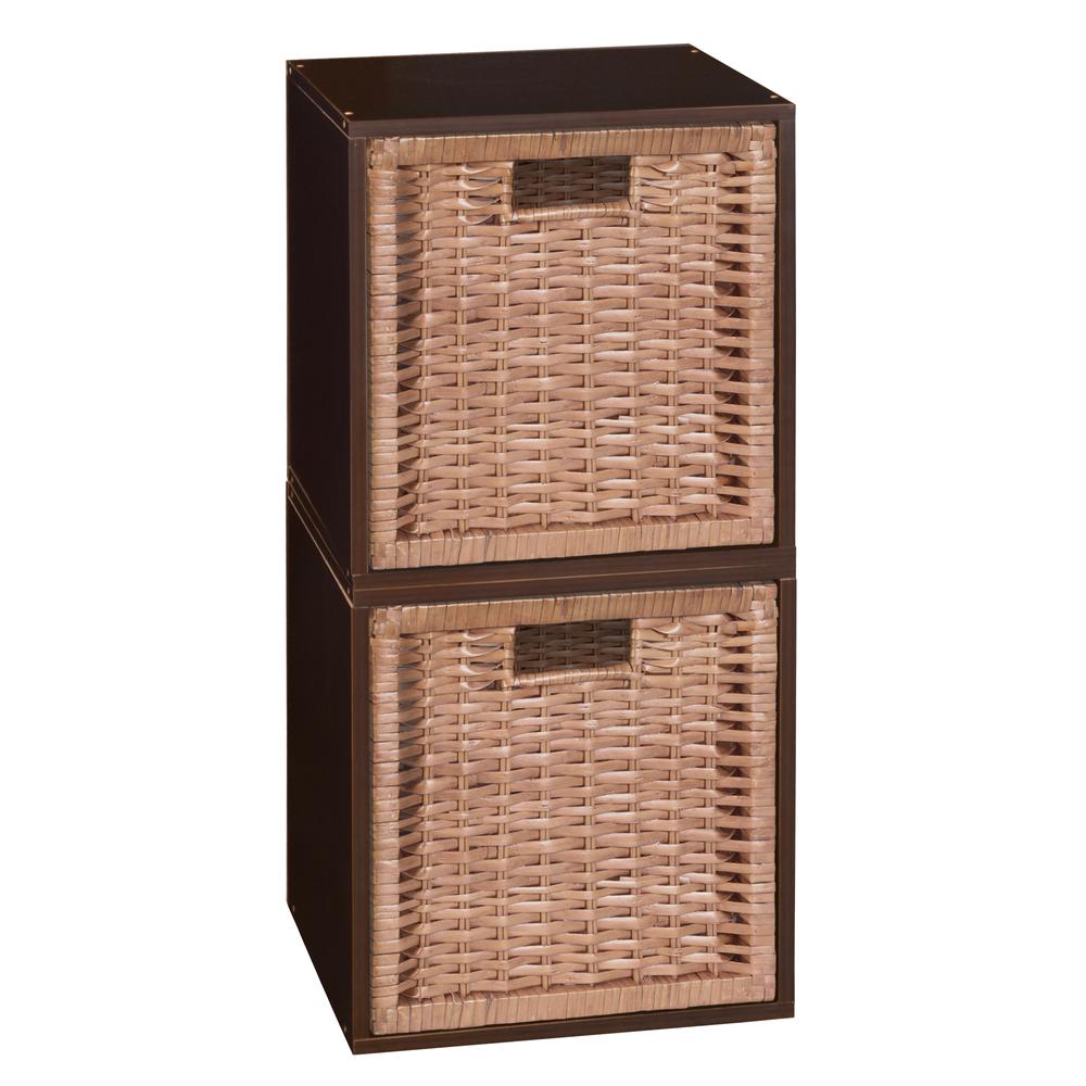Niche Cubo Storage Set - 2 Cubes and 2 Wicker Baskets- Truffle/Natural. Picture 4