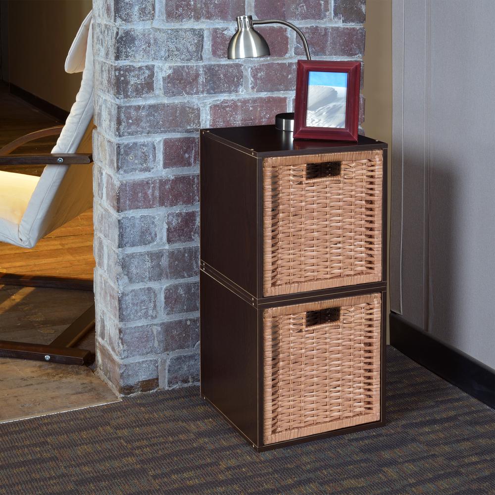 Niche Cubo Storage Set - 2 Cubes and 2 Wicker Baskets- Truffle/Natural. Picture 3
