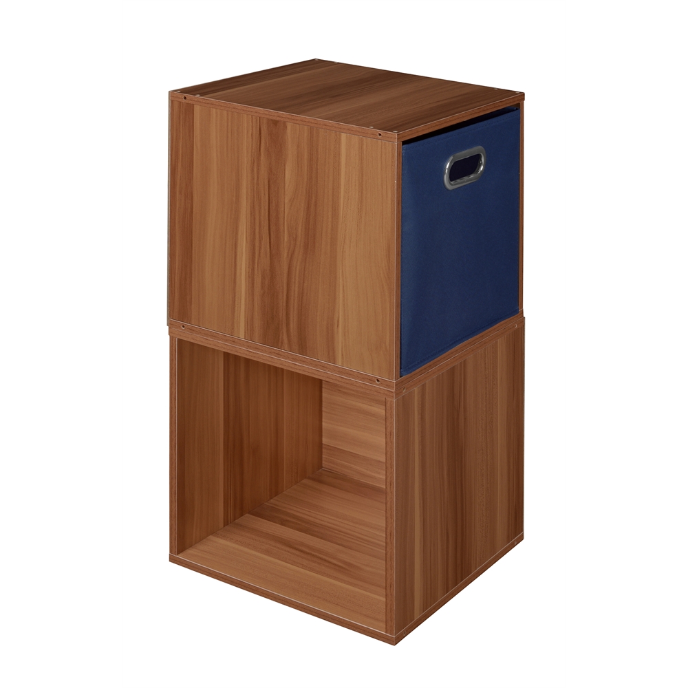 Cubo Storage Set - 2 Cubes and 1 Canvas Bin- Warm Cherry/Blue. Picture 2