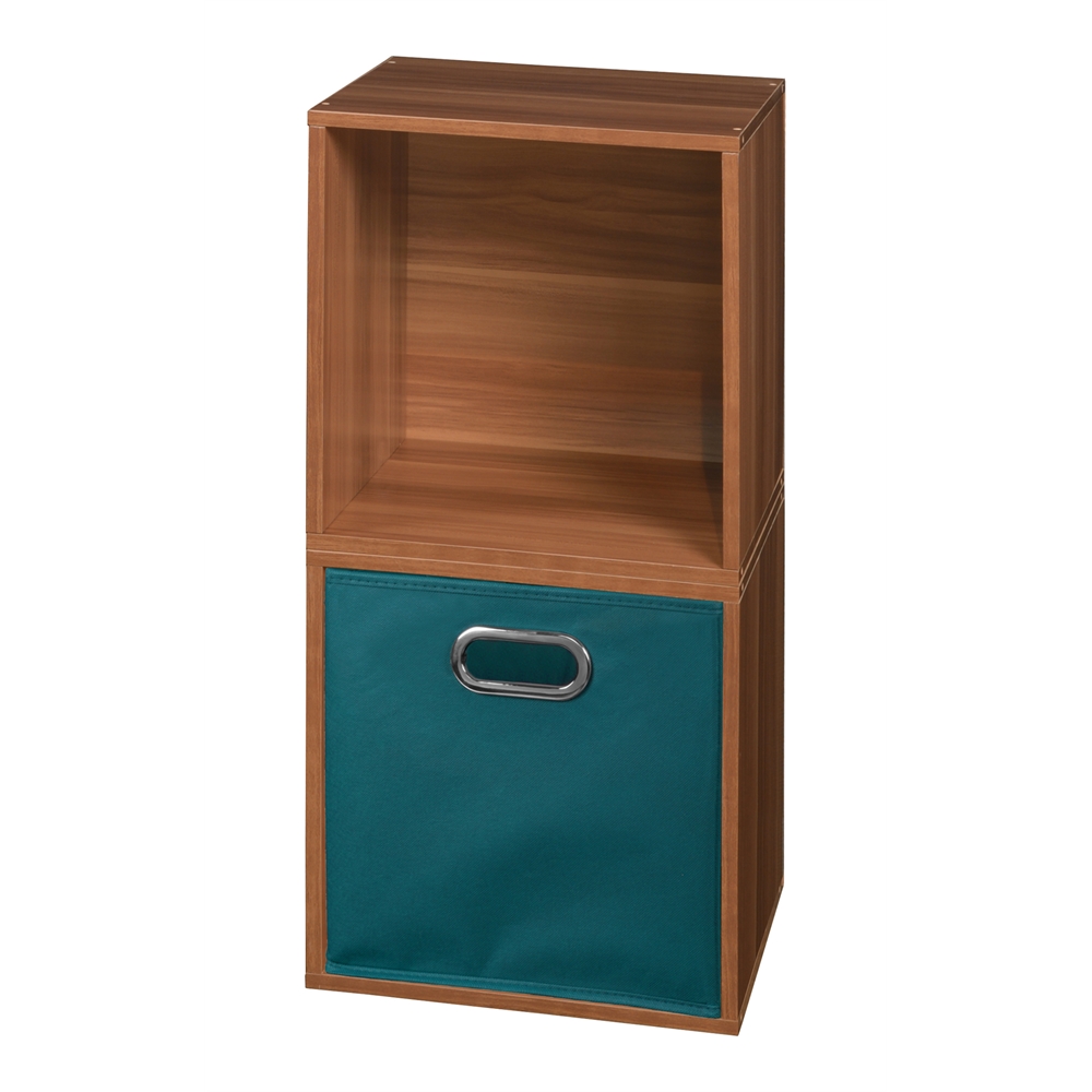 Cubo Storage Set - 2 Cubes and 1 Canvas Bin- Warm Cherry/Teal. Picture 1