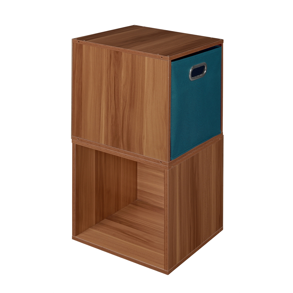 Cubo Storage Set - 2 Cubes and 1 Canvas Bin- Warm Cherry/Teal. Picture 2