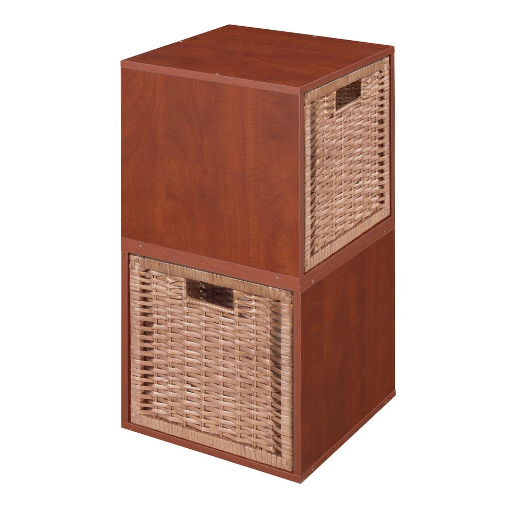 Niche Cubo Storage Set - 2 Cubes and 2 Wicker Baskets- Cherry/Natural. The main picture.