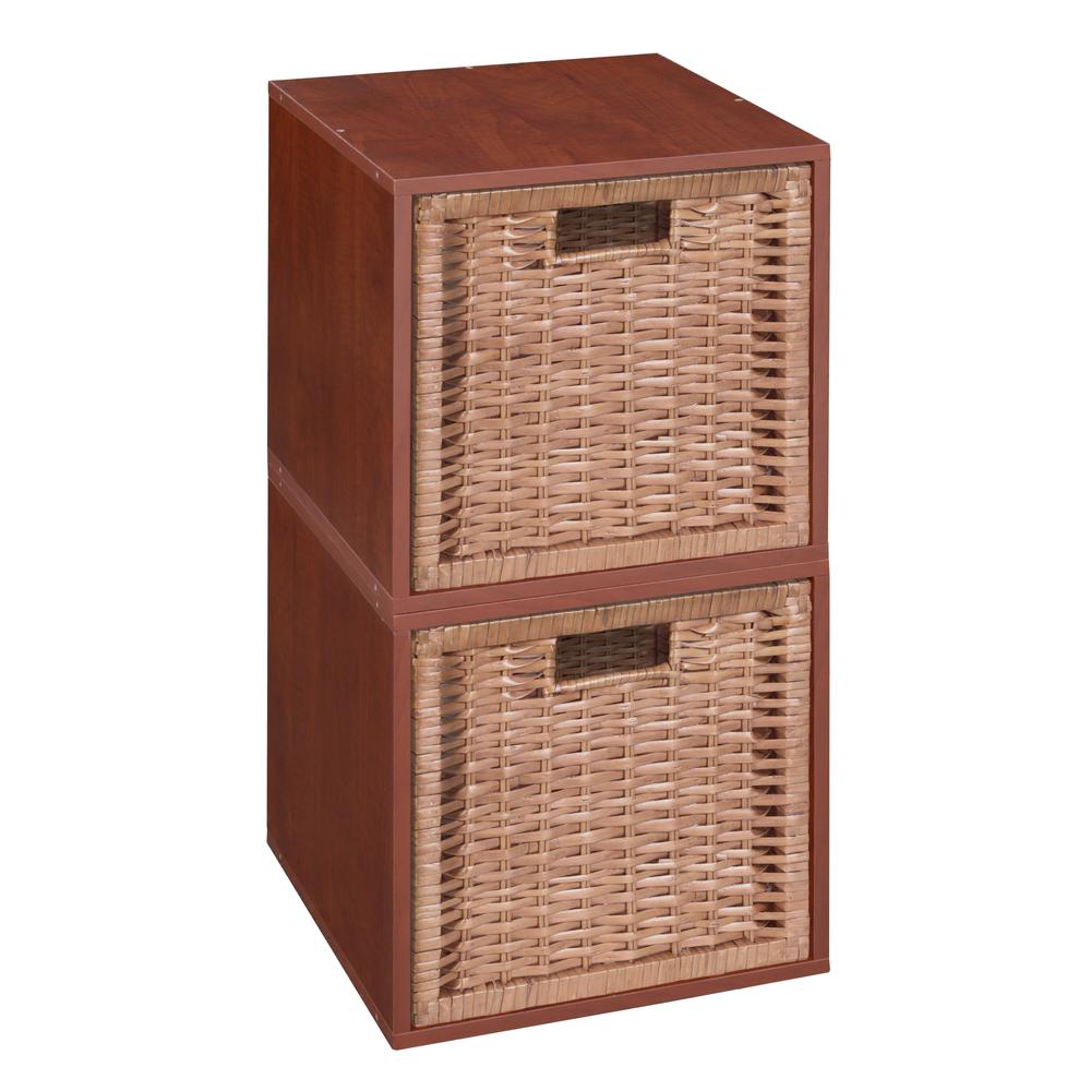Niche Cubo Storage Set - 2 Cubes and 2 Wicker Baskets- Cherry/Natural. Picture 4