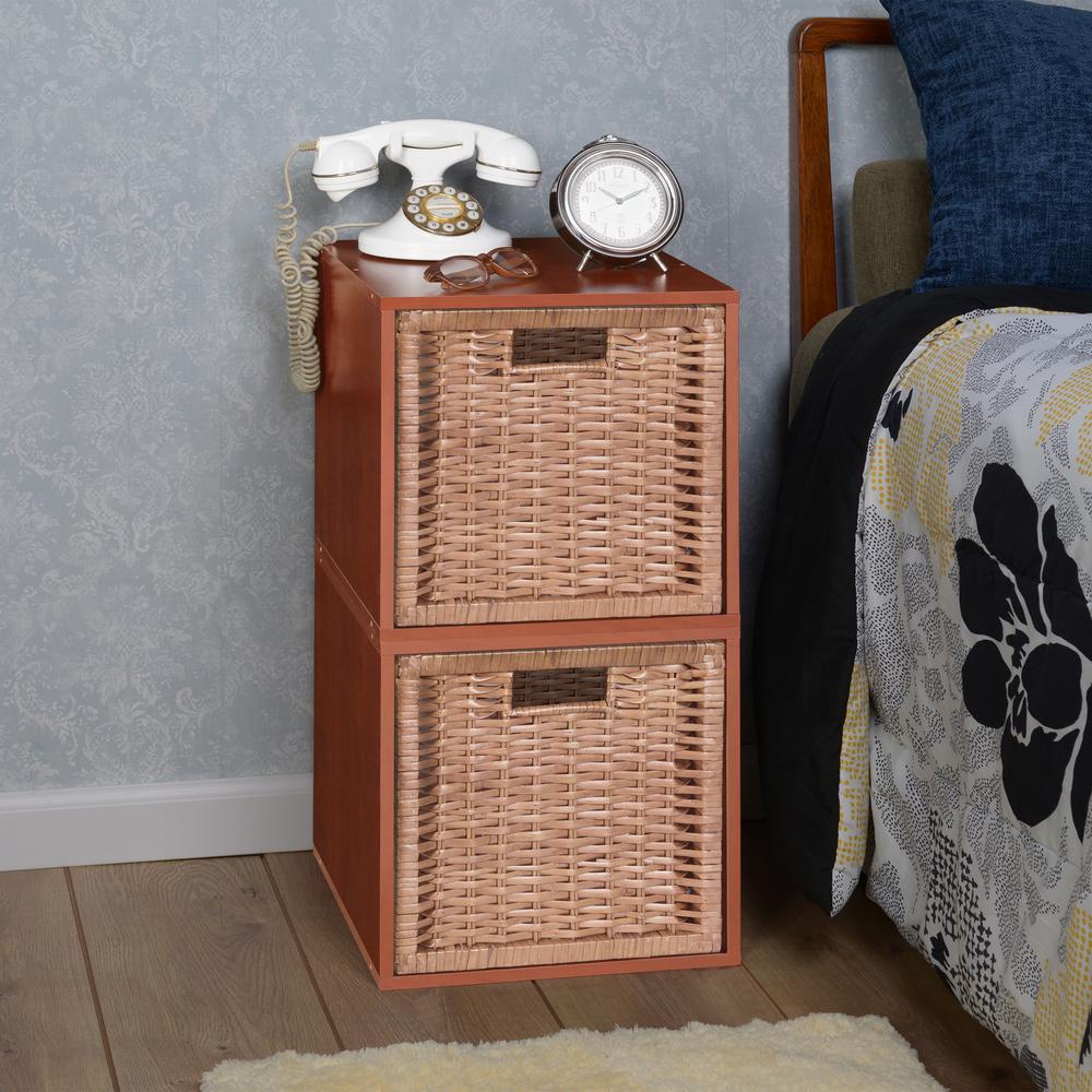 Niche Cubo Storage Set - 2 Cubes and 2 Wicker Baskets- Cherry/Natural. Picture 3
