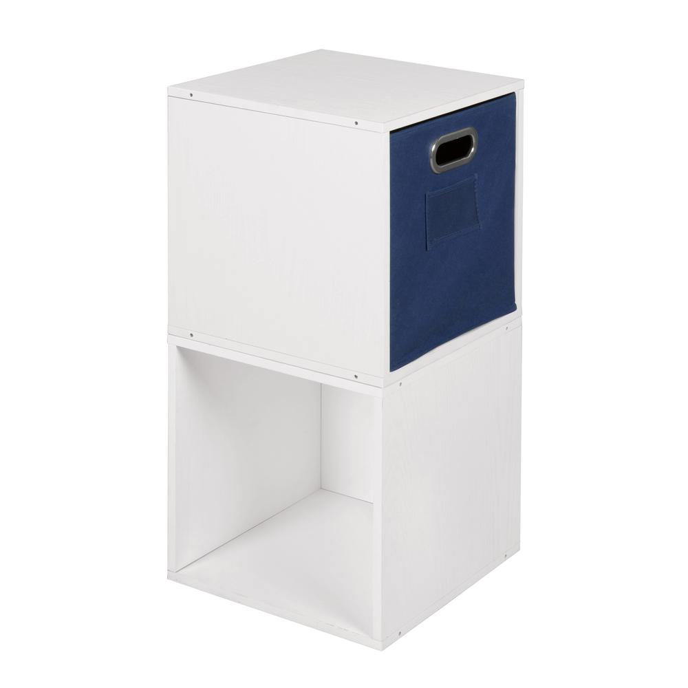 Niche Cubo Storage Set - 2 Cubes and 1 Canvas Bin- White Wood Grain/Blue. Picture 3