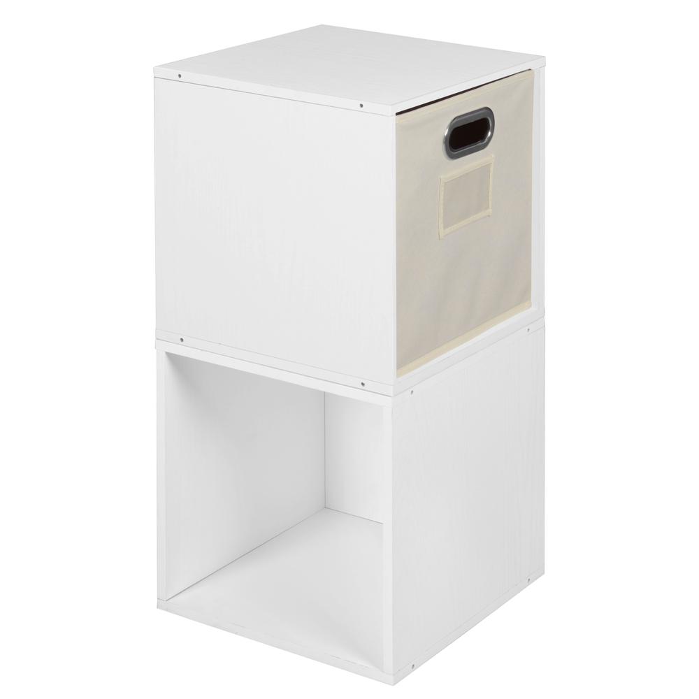 Niche Cubo Storage Set - 2 Cubes and 1 Canvas Bin- White Wood Grain/Natural. Picture 1