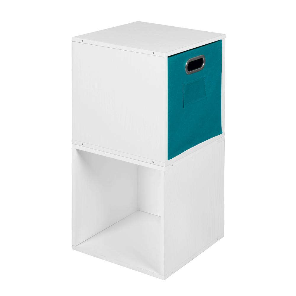 Niche Cubo Storage Set - 2 Cubes and 1 Canvas Bin- White Wood Grain/Teal. Picture 3