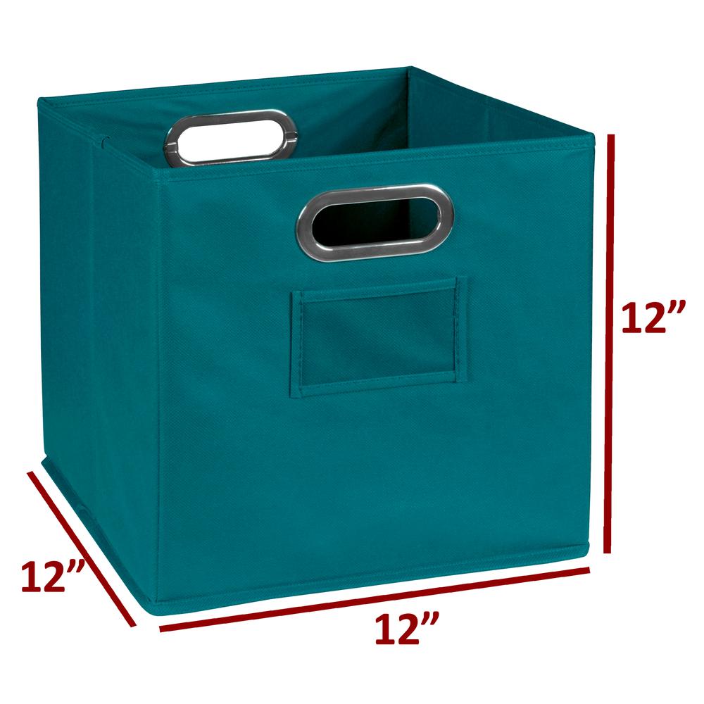 Niche Cubo Storage Set - 2 Cubes and 1 Canvas Bin- White Wood Grain/Teal. Picture 4