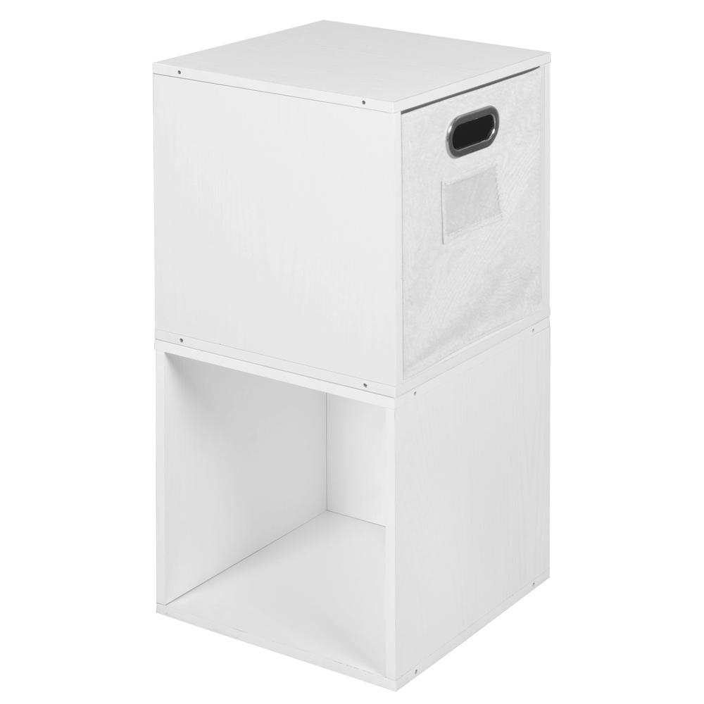 Niche Cubo Storage Set - 2 Cubes and 1 Canvas Bin- White Wood Grain/White. Picture 1