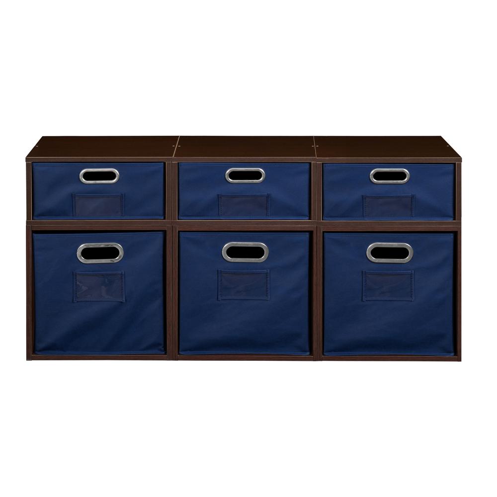 Niche Cubo Storage Set- 3 Full Cubes/3 Half Cubes with Foldable Storage Bins- Truffle/Blue. Picture 2