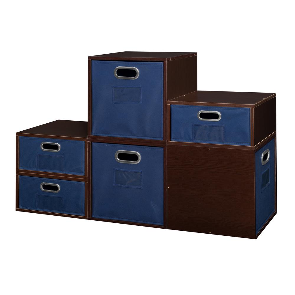 Niche Cubo Storage Set- 3 Full Cubes/3 Half Cubes with Foldable Storage Bins- Truffle/Blue. Picture 3