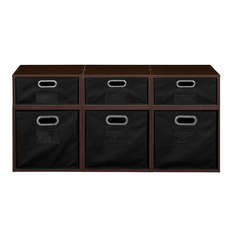 Niche Cubo Storage Set- 3 Full Cubes/3 Half Cubes with Foldable Storage Bins- Truffle/Black. Picture 2