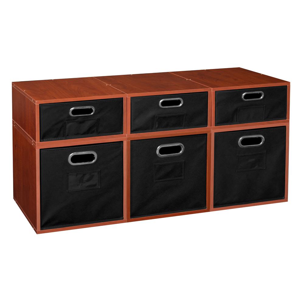 Niche Cubo Storage Set- 3 Full Cubes/3 Half Cubes with Foldable Storage Bins- Cherry/Black. Picture 1