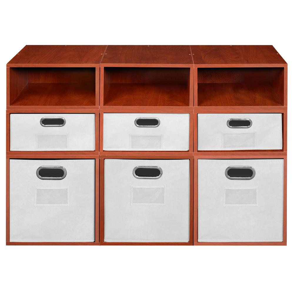 Niche Cubo Storage Set- 3 Full Cubes/6 Half Cubes with Foldable Storage Bins- Cherry/White. Picture 2