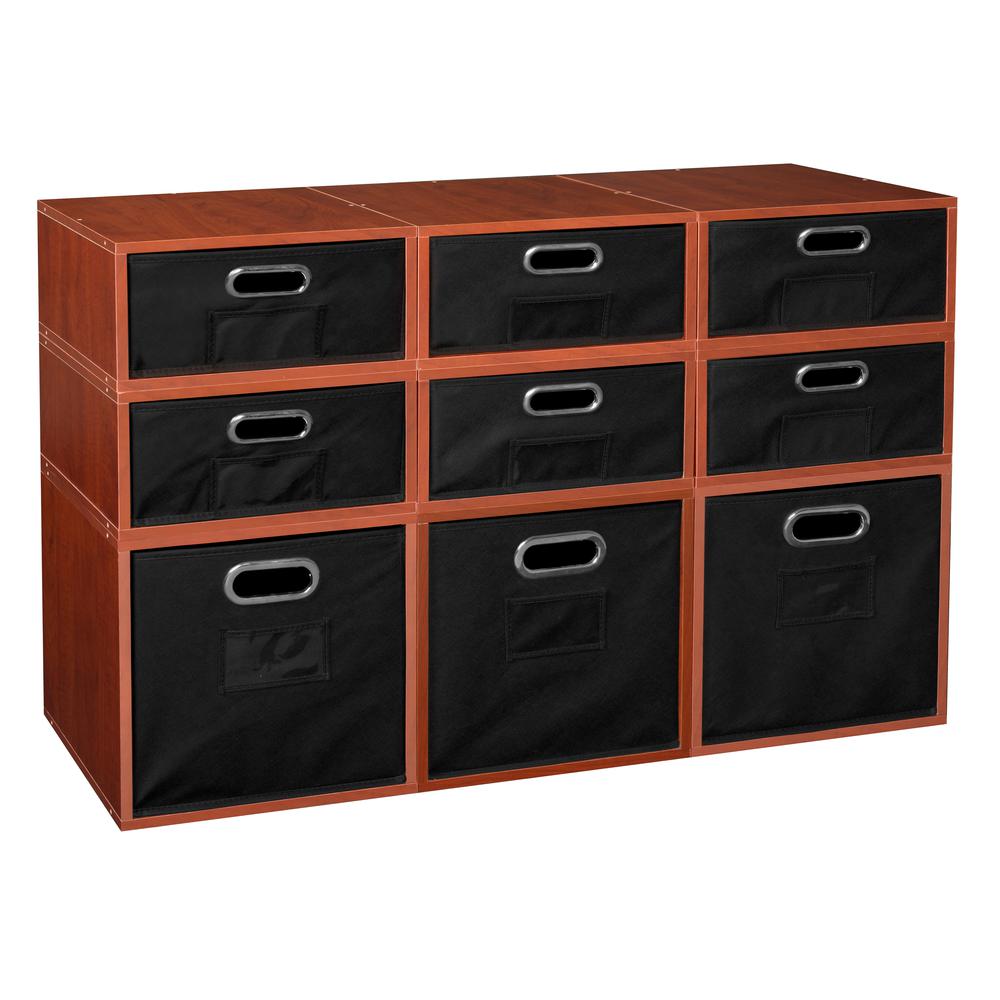 Niche Cubo Storage Set- 3 Full Cubes/6 Half Cubes with Foldable Storage Bins- Cherry/Black. Picture 1