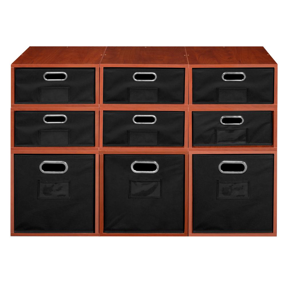 Niche Cubo Storage Set- 3 Full Cubes/6 Half Cubes with Foldable Storage Bins- Cherry/Black. Picture 2