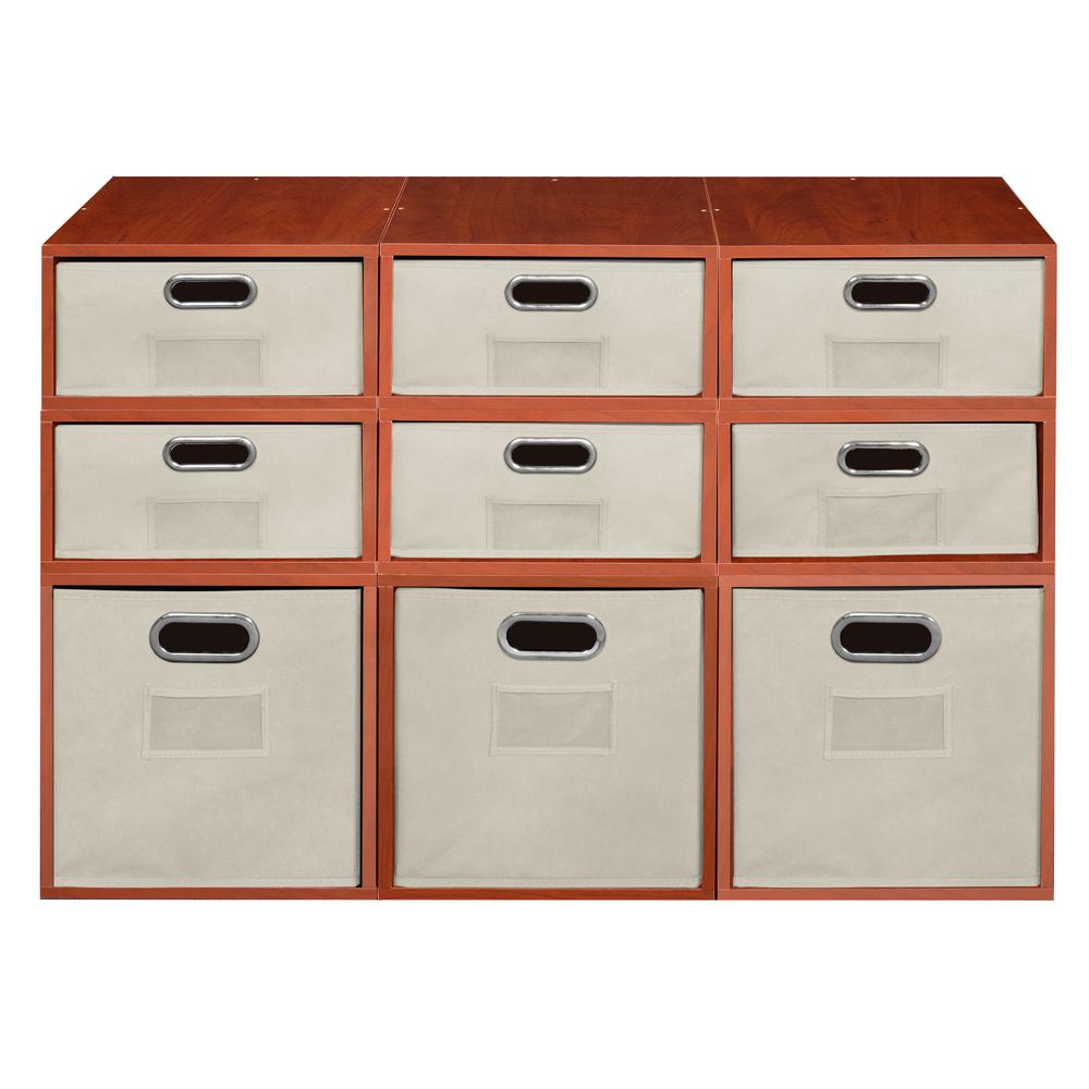 Niche Cubo Storage Set- 3 Full Cubes/6 Half Cubes with Foldable Storage Bins- Cherry/Natural. Picture 2