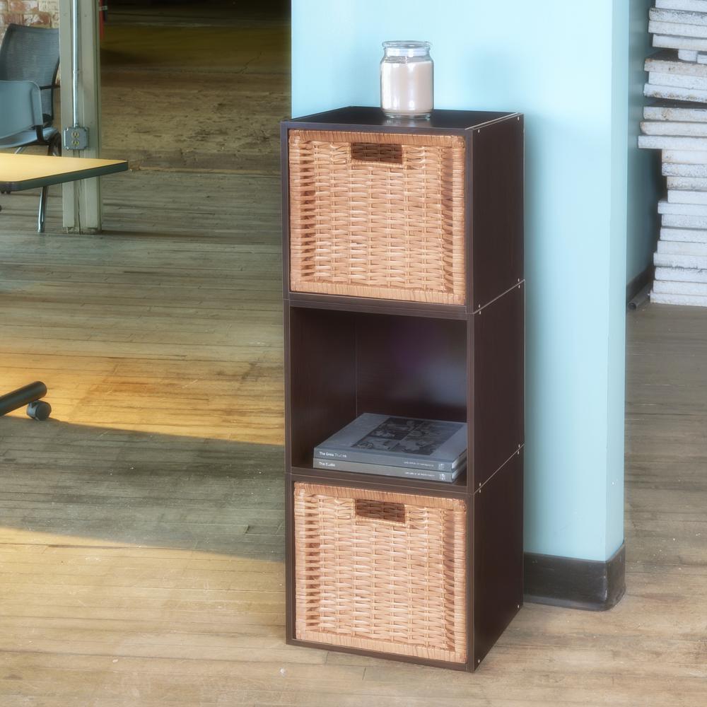 Niche Cubo Storage Set - 3 Cubes and 2 Wicker Baskets- Truffle/Natural. Picture 3