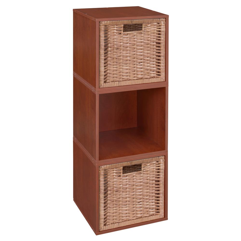 Niche Cubo Storage Set - 3 Cubes and 2 Wicker Baskets- Cherry/Natural. Picture 4