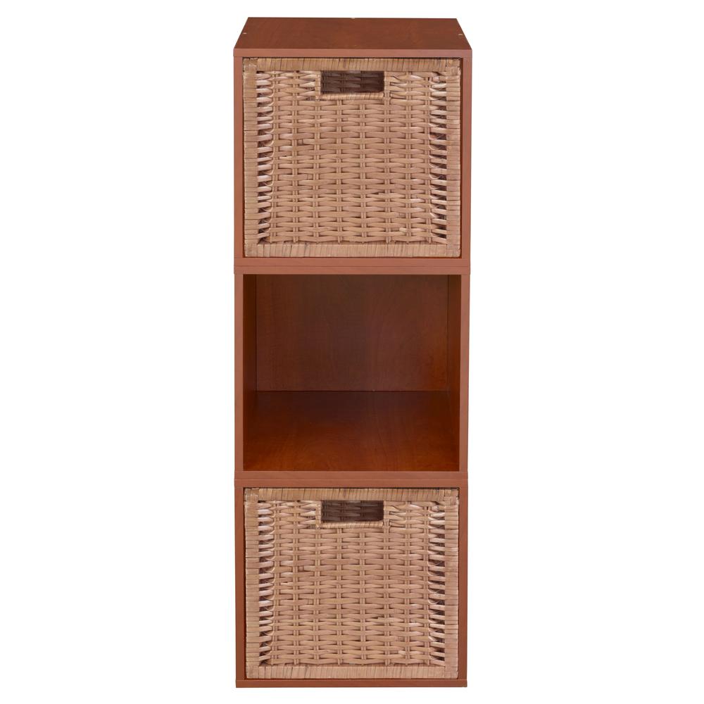 Niche Cubo Storage Set - 3 Cubes and 2 Wicker Baskets- Cherry/Natural. Picture 5